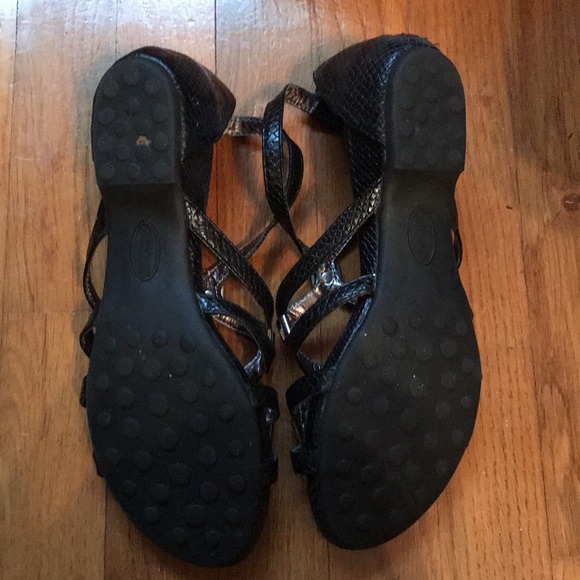 Croft&Barrow snake skin cut out with silver accents ankle strap flats. - Picture 3 of 4